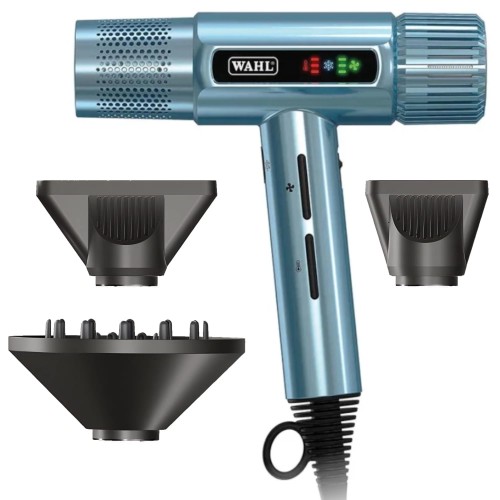 Profesjonalna suszarka Wahl Vanquish Cool Blue w kolorze intensywnego błękitu.